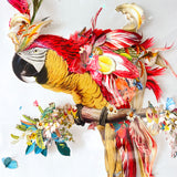 Botanical Harry Gin Bird II – Red & Gold - 3D Artwork - Kristjana S Williams Studio