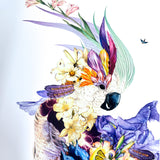 Botanical Tilda Gin Bird I – Purple & Citrus - 3D Artwork - Kristjana S Williams Studio