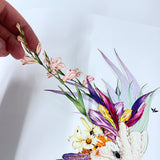 Botanical Tilda Gin Bird I – Purple & Citrus - 3D Artwork - Kristjana S Williams Studio