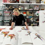 Botanical Harry Gin Bird II – Red & Gold - Kristjana S Williams Studio