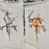 Botanical Tilda Gin Bird I – Purple & Citrus - 3D Artwork - Kristjana S Williams Studio