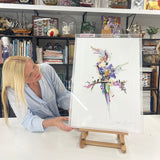 Botanical Tilda Gin Bird I – Purple & Citrus - 3D Artwork - Kristjana S Williams Studio