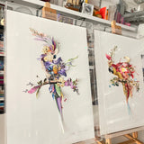 Botanical Tilda Gin Bird I – Purple & Citrus - 3D Artwork - Kristjana S Williams Studio