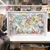 Dragonfly Deer Celestial World Map Original Artwork - Kristjana S Williams Studio