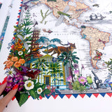 Botanical World Map Voyage - Kristjana S Williams Studio
