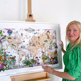 Botanical World Map Voyage - Kristjana S Williams Studio
