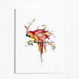 Botanical Harry Gin Bird II – Red & Gold - Kristjana S Williams Studio