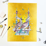 Love Birds - Turtildúfur - Art Print - Kristjana S Williams Studio