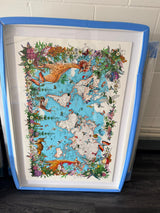 Giraffe World Map - Framed Artwork - Kristjana S Williams Studio