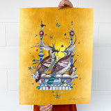 Love Birds - Turtildúfur - Art Print - Kristjana S Williams Studio