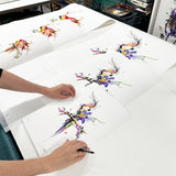 Botanical Tilda Gin Bird I – Purple & Citrus - Kristjana S Williams Studio