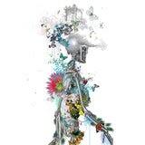 Ad moldu skaltu verda - Drifting Skeleton white - Art Print - Kristjana S Williams Studio