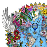 Here be Dragons - Svifandi blue World - Art Print - Kristjana S Williams Studio