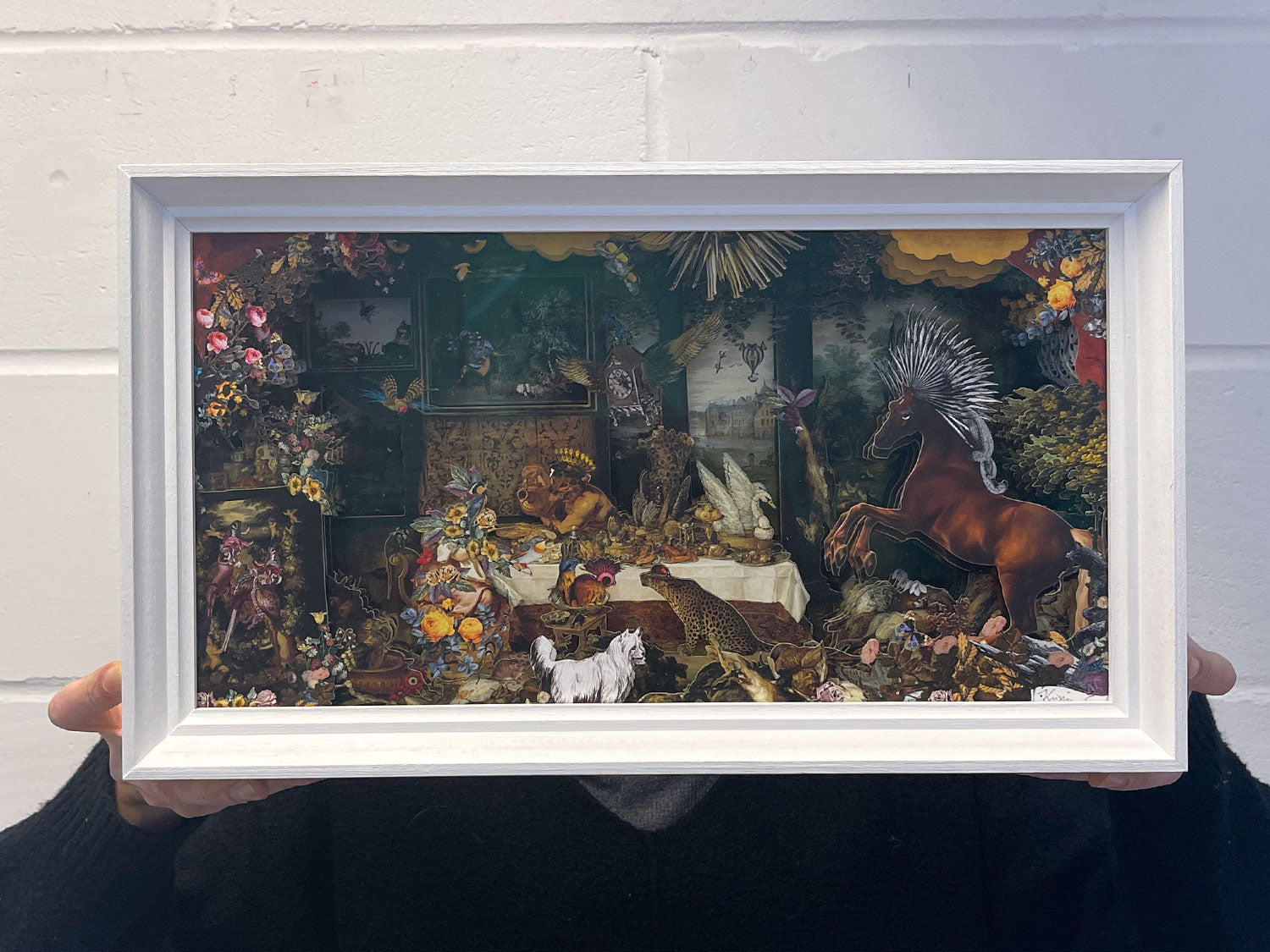 Diorama paper theatre graphic wall art by Icelandic artist