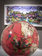 World Map Globe Bright Pink - Kristjana S Williams Studio