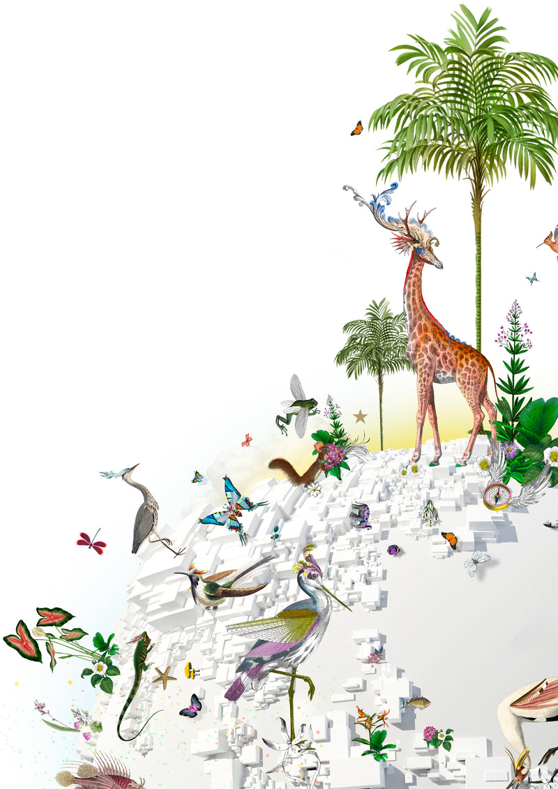 Antlered Giraffe Hnöttur - Art Print