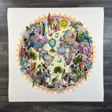 Yellow Ceylon World Map - Artist Proof - Kristjana S Williams Studio