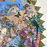 Blue Gradient Ceylon World Map - Artist Proof - Kristjana S Williams Studio