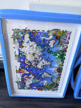 Deep blue Mercator's Projection World Map - Framed Artwork - Kristjana S Williams Studio