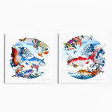 Hokusai Koi Blue and Red - Art Print Collection - Kristjana S Williams Studio