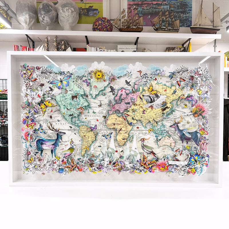 Dragonfly Deer Celestial World Map Original Artwork - Kristjana S Williams Studio