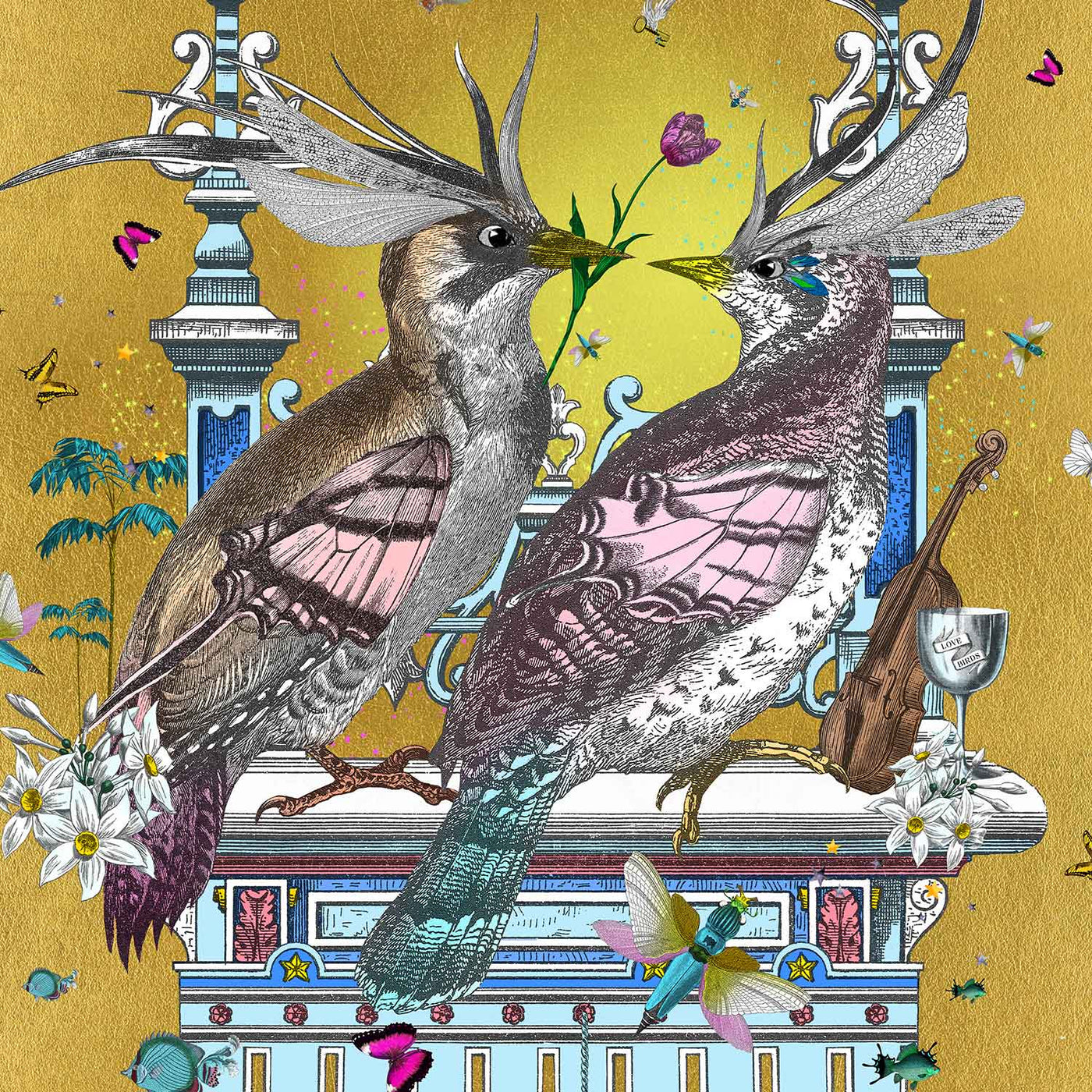 Love Birds - Turtildúfur art print by artist Kristjana S Williams