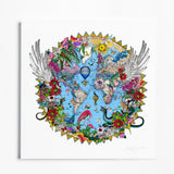 Here be Dragons - Svifandi blue World - Art Print - Kristjana S Williams Studio