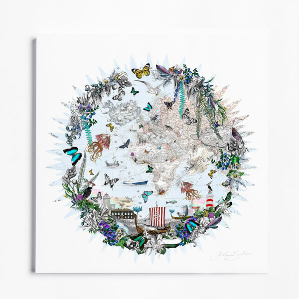 Klakinn & Evropa - Circular Map - Art Print - Kristjana S Williams Studio