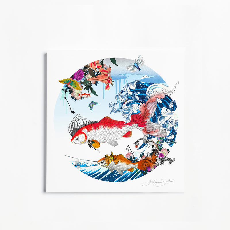 Hokusai Koi Red - Art Print - Kristjana S Williams Studio