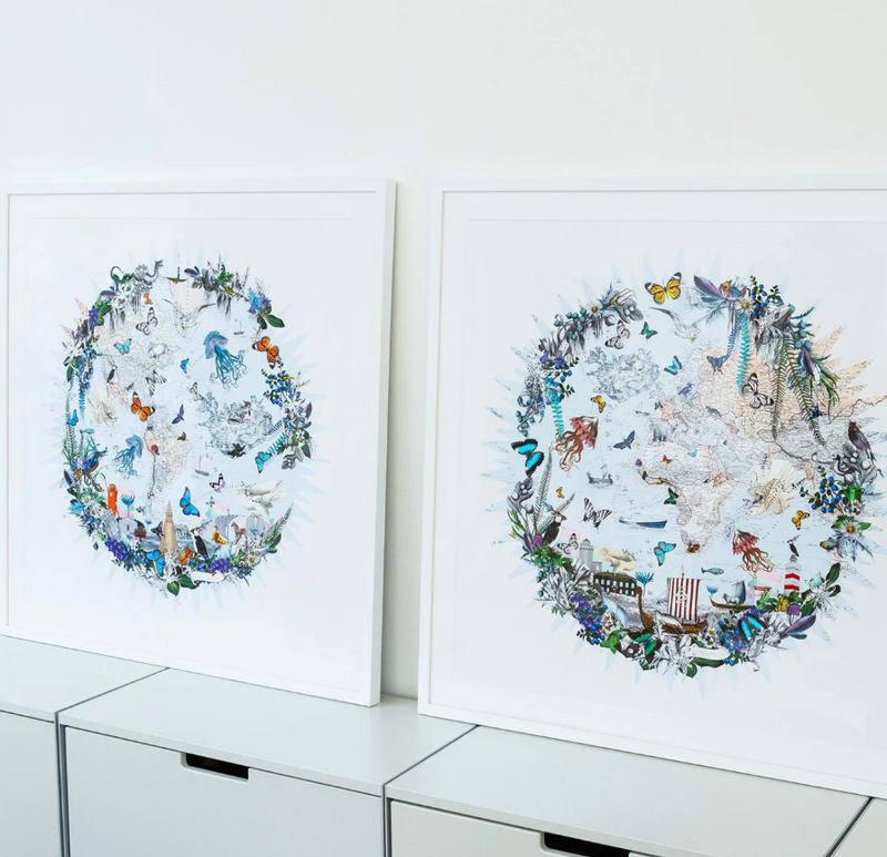 Klakinn & Amerika - Circular Map - Art Print - Kristjana S Williams Studio