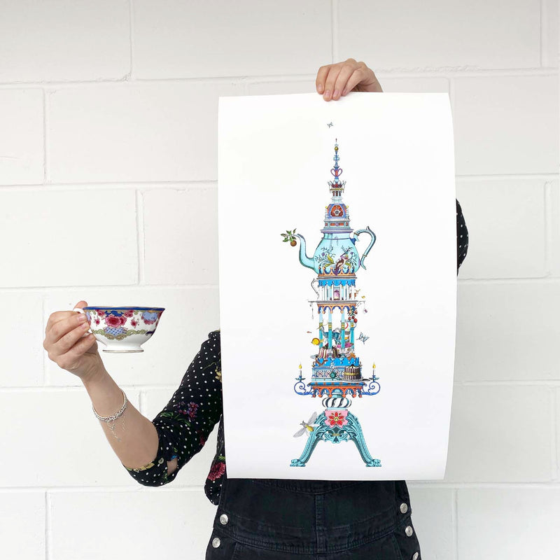 Tower Of Tea - Art Print - Kristjana S Williams Studio