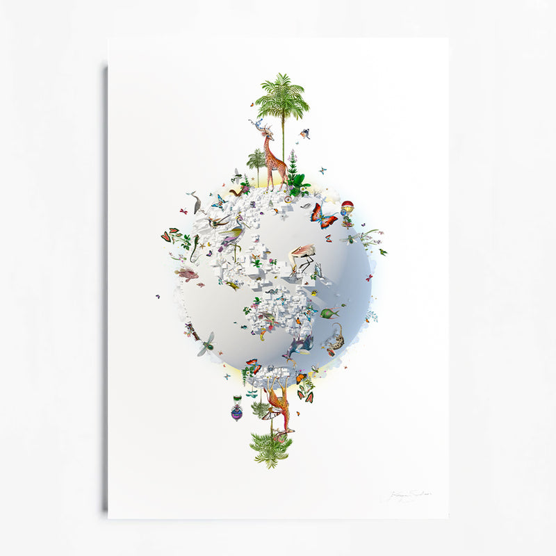 Antlered Giraffe Hnöttur - Art Print