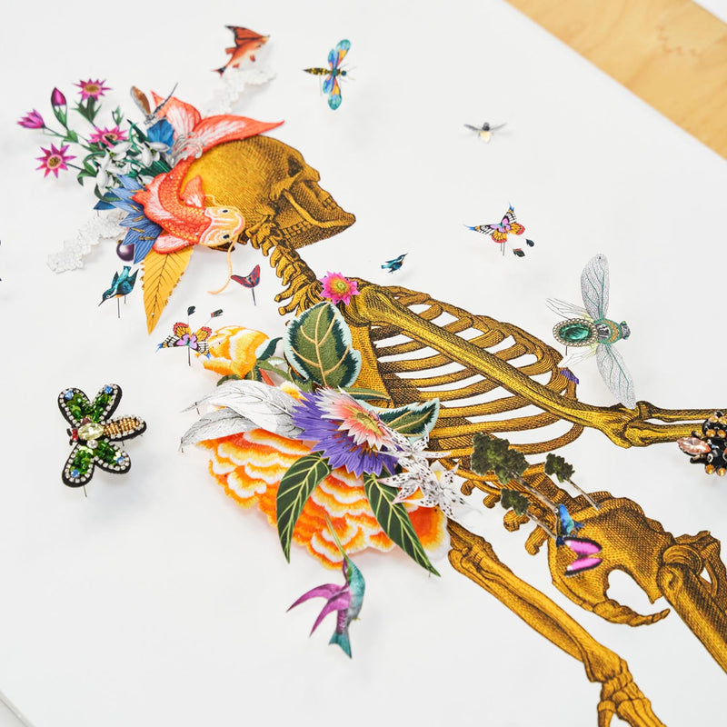 Golden Bones - Drifting Skeleton - Original Artwork 2023 - Kristjana S Williams Studio