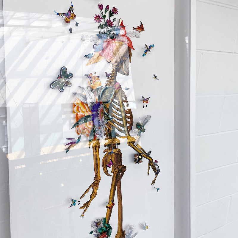 Golden Bones - Drifting Skeleton - Original Artwork 2023 - Kristjana S Williams Studio