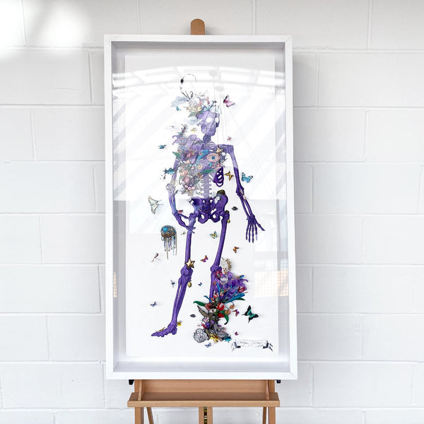 Violet Bones - Contemplating Skeleton - Original Artwork 2023 - Kristjana S Williams Studio