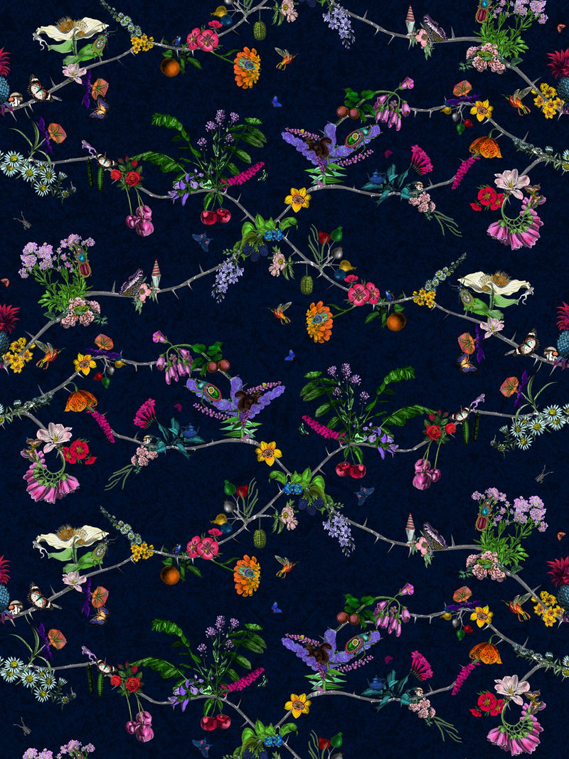 Ofinn Thorn Wallpaper - Midnight Blue - Kristjana S Williams Studio