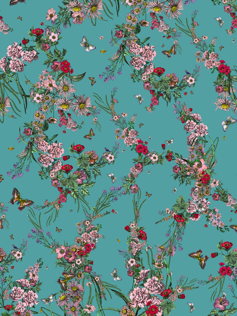 Klifur Bloom Wall Mural - Turquoise - Kristjana S Williams Studio