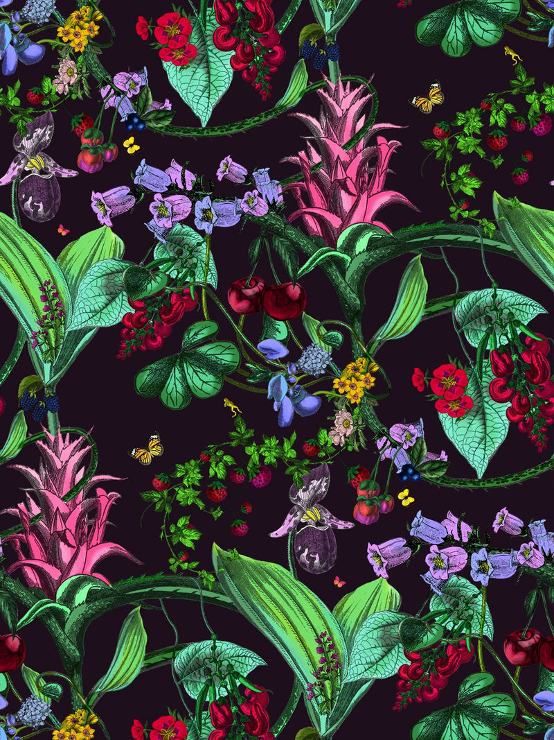 Kirsuberja Vines Wallpaper - Aubergine - Kristjana S Williams Studio