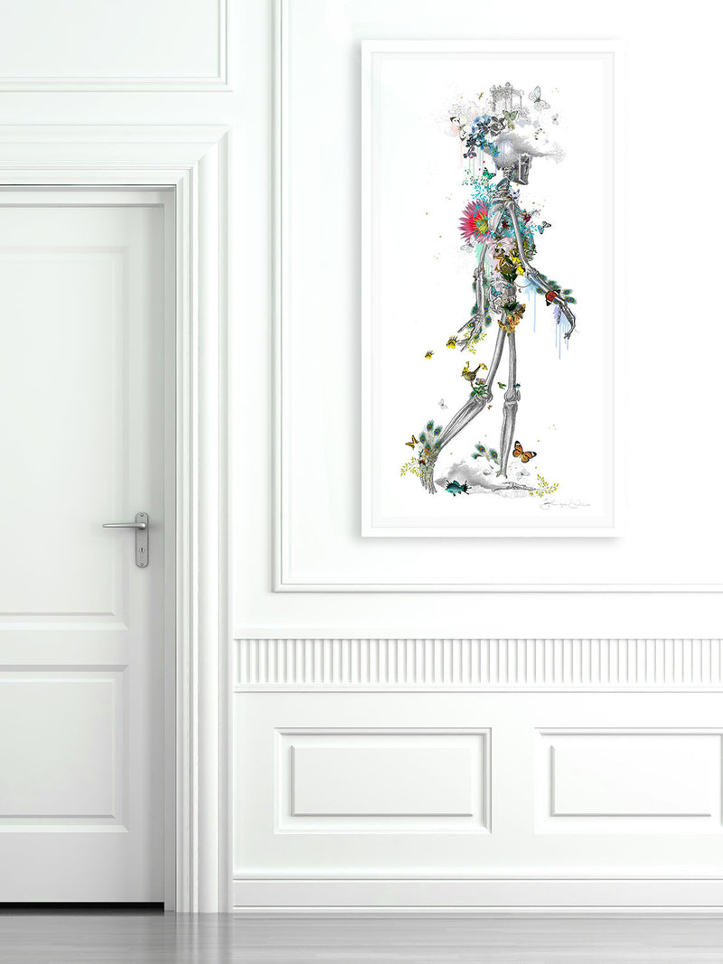 Ad moldu skaltu verda - Drifting Skeleton white - Art Print - Kristjana S Williams Studio