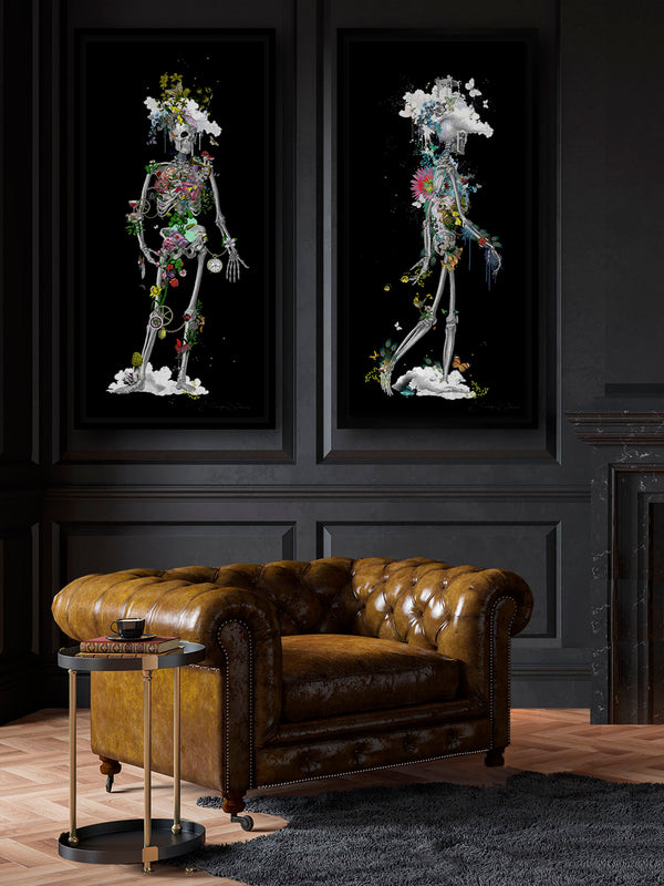 Ad moldu skaltu verda - Drifting Skeleton black - Art Print - Kristjana S Williams Studio