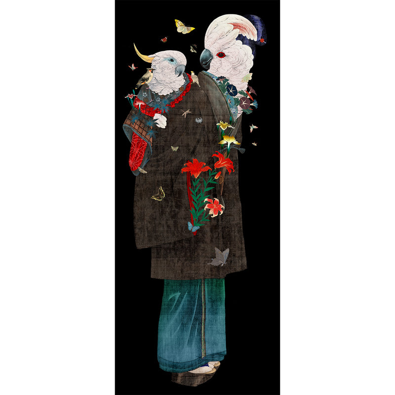 Akari (red cold) and Niko (red child) - Silk print exploration - Art Print - Kristjana S Williams Studio