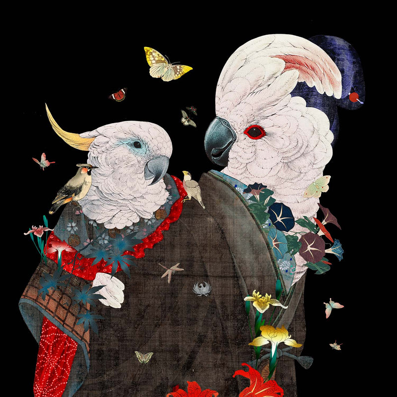 Akari (red cold) and Niko (red child) - Silk print exploration - Art Print - Kristjana S Williams Studio