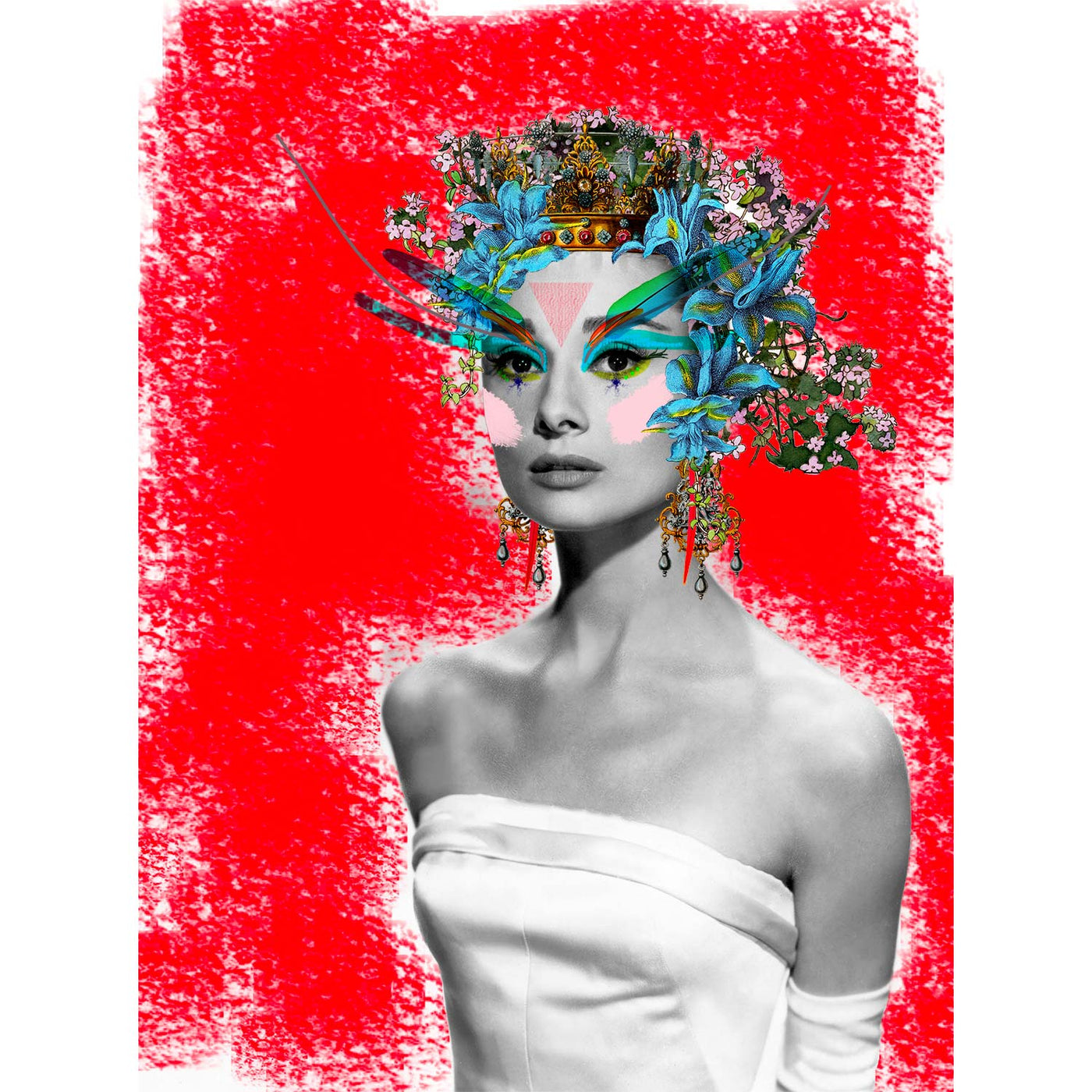 Audrey Hepburn in Tecno colour - Art Print | Kristjana S Williams