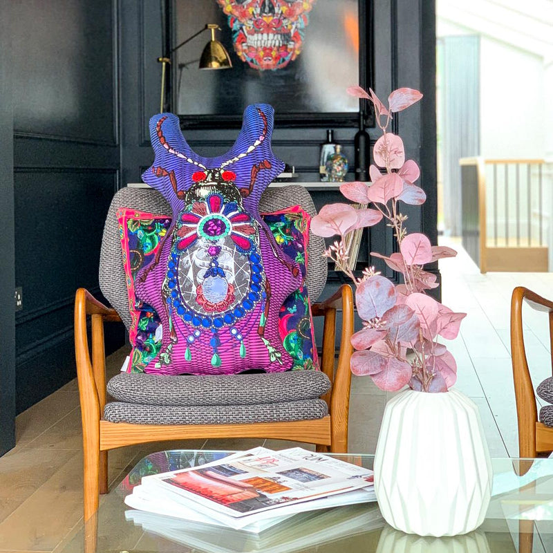 Bejewelled Bjollur Cobalt Blue - Shaped Cushion - Kristjana S Williams Studio