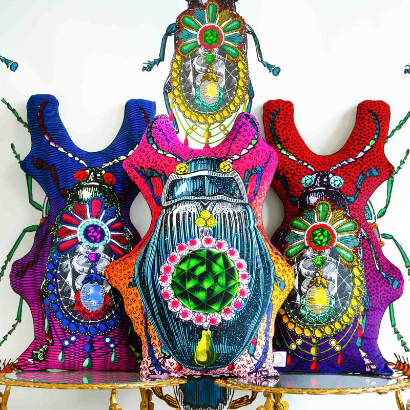 Bejewelled Bjollur Emerald - Shaped Cushion - Kristjana S Williams Studio