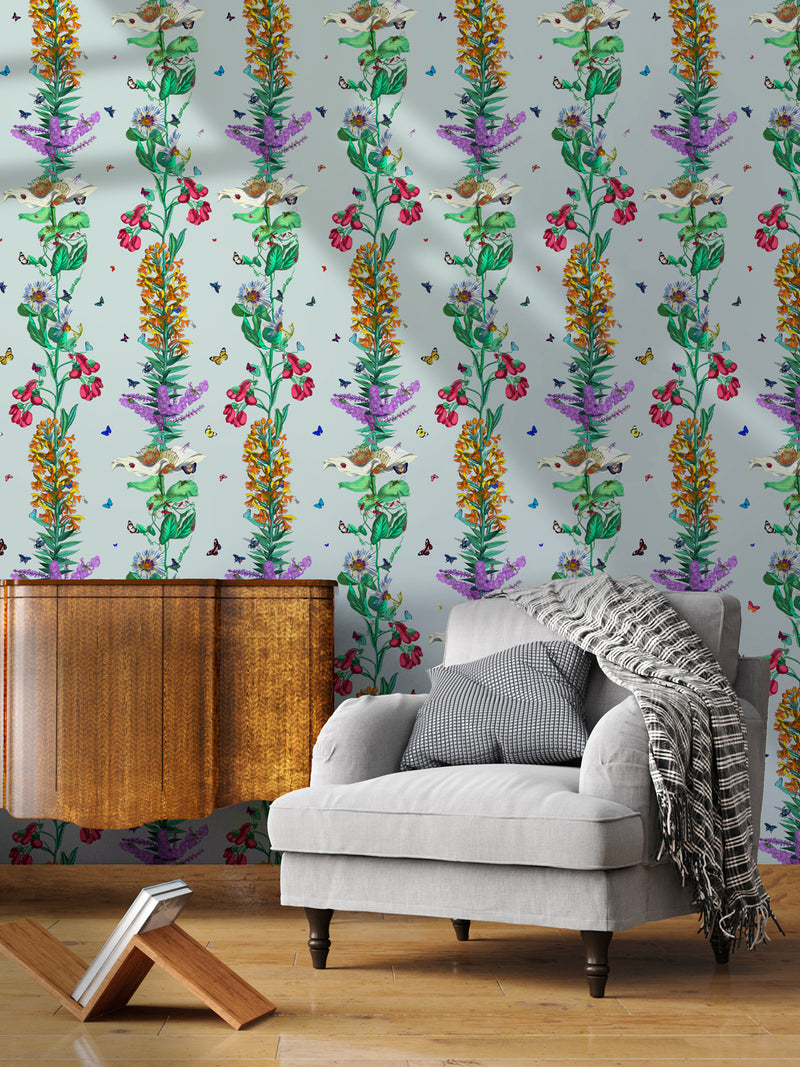 Bloma Stripe Wallpaper - Dusky - Kristjana S Williams Studio