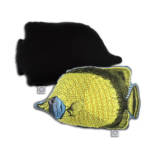 Butterfly Fish Yellow - Shaped Cushion - Kristjana S Williams Studio