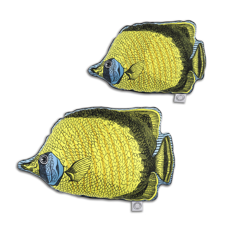Butterfly Fish Yellow - Shaped Cushion - Kristjana S Williams Studio