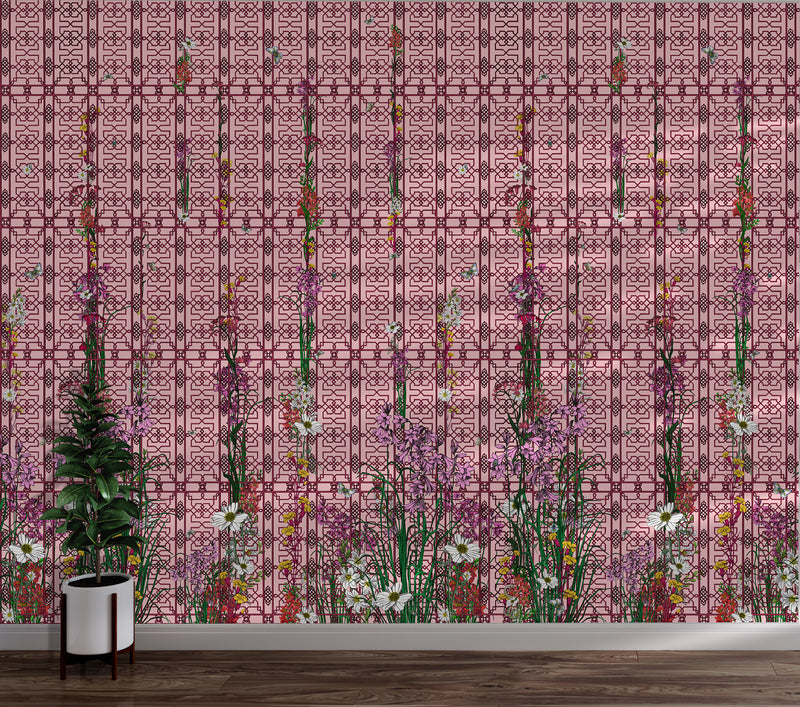 Climbing Villiblom Wall Mural - Shell - Kristjana S Williams Studio