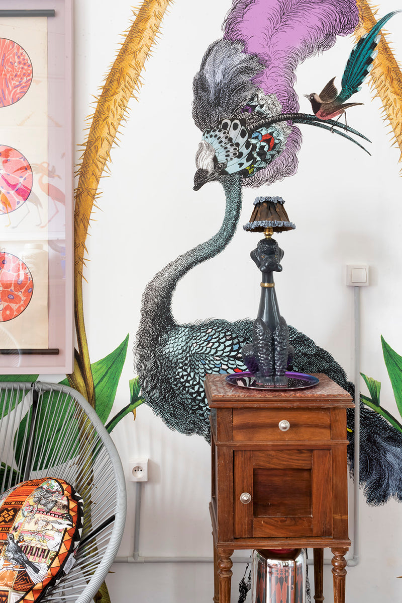 Giant Ostrich Green Botanical Wall Mural - Kristjana S Williams Studio